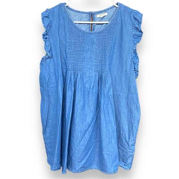 Maurices Tops - Sleeveless Denim Ruffle Top XXL